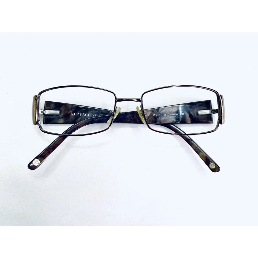 Versace Copper Gold Rectangular Crystal Stud Glasses MOD 1135 1061 51 16 135